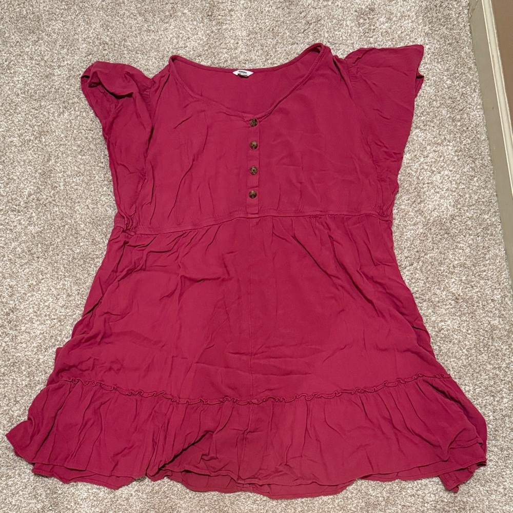 Sonoma Dark Pink Midi Dress with Ruffle Hem